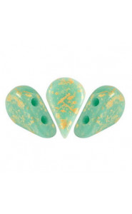 Les perles par Puca® Amos beads Opaque green turquoise splash 63130/94401